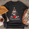 Merry Christmas Nurse Xmas Scrub Top Women Stethoscope Longsleeve Tee
