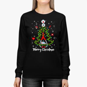 Merry Christmas Nurse Xmas Scrub Top Women Stethoscope Longsleeve Tee 2 2