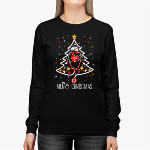 Merry Christmas Nurse Xmas Scrub Top Women Stethoscope Longsleeve Tee 2 4