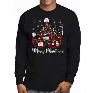 Merry Christmas Nurse Xmas Scrub Top Women Stethoscope Longsleeve Tee 3 1