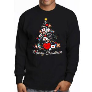 Merry Christmas Nurse Xmas Scrub Top Women Stethoscope Longsleeve Tee 3