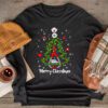 Merry Christmas Nurse Xmas Scrub Top Women Stethoscope Longsleeve Tee