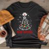 Merry Christmas Nurse Xmas Scrub Top Women Stethoscope Longsleeve Tee