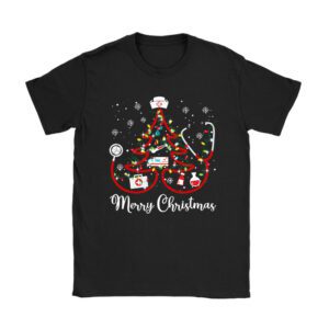 Merry Christmas Nurse Xmas Scrub Top Women Stethoscope T-Shirt
