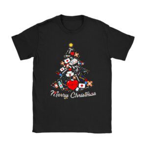 Merry Christmas Nurse Xmas Scrub Top Women Stethoscope T-Shirt
