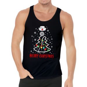 Merry Christmas Nurse Xmas Scrub Top Women Stethoscope Tank Top 3 3