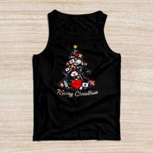 Merry Christmas Nurse Xmas Scrub Top Women Stethoscope Tank Top