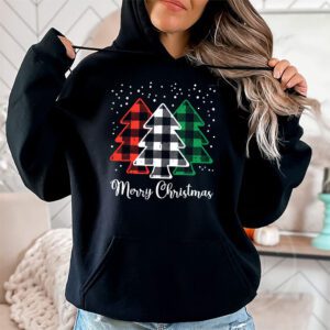 Merry Christmas Tree Xmas Buffalo Plaid Red White Green Hoodie 1 1