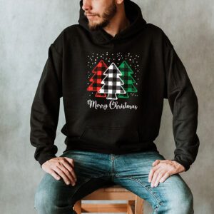 Merry Christmas Tree Xmas Buffalo Plaid Red White Green Hoodie 2 1