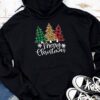 Merry Christmas Tree Xmas Buffalo Plaid Red White Green Hoodie