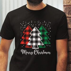 Merry Christmas Tree Xmas Buffalo Plaid Red White Green T Shirt 2 1