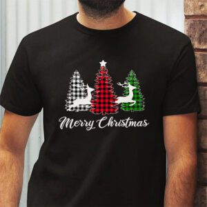 Merry Christmas Tree Xmas Buffalo Plaid Red White Green T Shirt 2 2