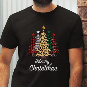 Merry Christmas Tree Xmas Buffalo Plaid Red White Green T Shirt 2 3