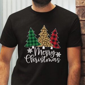 Merry Christmas Tree Xmas Buffalo Plaid Red White Green T Shirt 2 4