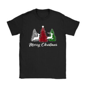 Merry Christmas Tree Xmas Buffalo Plaid Red White Green T-Shirt