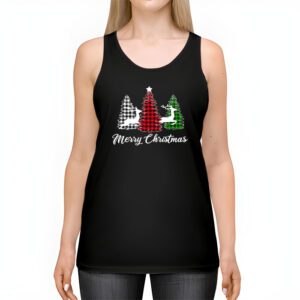 Merry Christmas Tree Xmas Buffalo Plaid Red White Green Tank Top 2 2