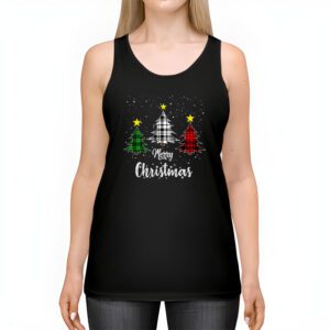 Merry Christmas Tree Xmas Buffalo Plaid Red White Green Tank Top 2