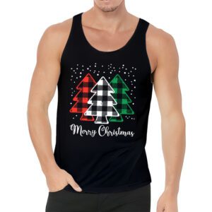 Merry Christmas Tree Xmas Buffalo Plaid Red White Green Tank Top 3 1