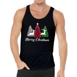 Merry Christmas Tree Xmas Buffalo Plaid Red White Green Tank Top 3 2