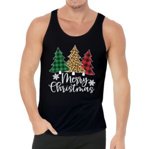 Merry Christmas Tree Xmas Buffalo Plaid Red White Green Tank Top 3 4