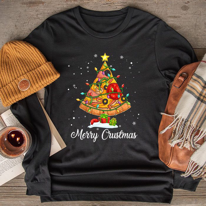 Merry Crustmas Pizza Christmas Tree Xmas Gifts Kids Men Longsleeve Tee