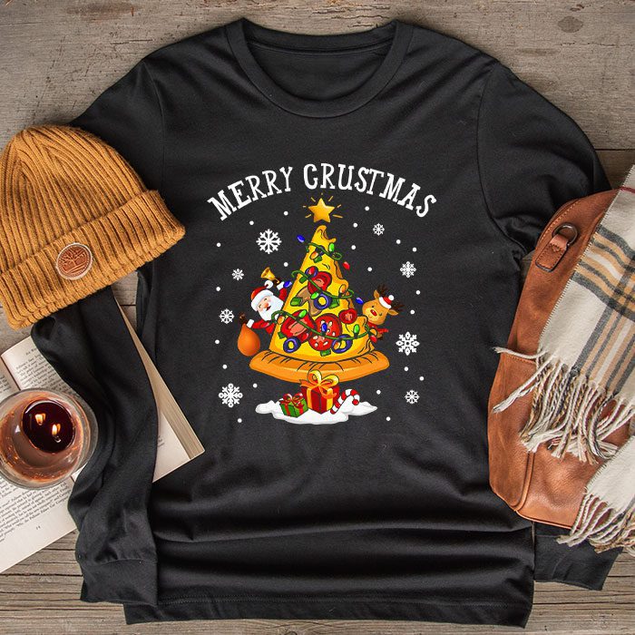 Merry Crustmas Pizza Christmas Tree Xmas Gifts Kids Men Longsleeve Tee