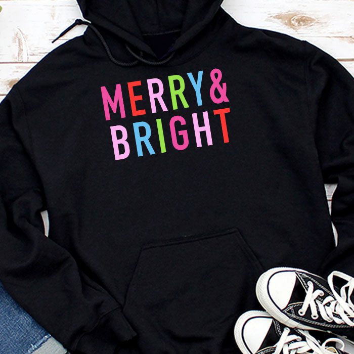 Merry and Bright Christmas Women Girls Kids Toddlers Cute Hoodie