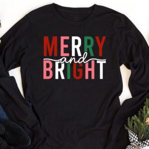 Merry and Bright Christmas Women Girls Kids Toddlers Cute Longsleeve Tee 1 3