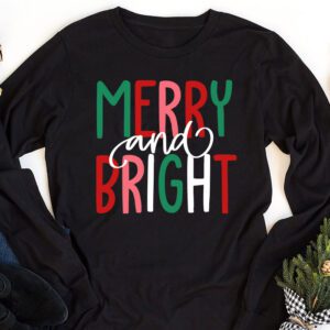 Merry and Bright Christmas Women Girls Kids Toddlers Cute Longsleeve Tee 1 5