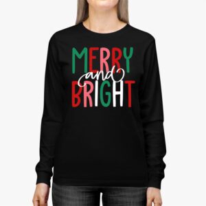 Merry and Bright Christmas Women Girls Kids Toddlers Cute Longsleeve Tee 2 5