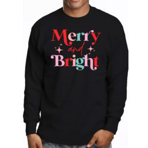 Merry and Bright Christmas Women Girls Kids Toddlers Cute Longsleeve Tee 3