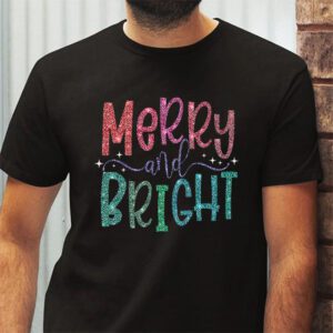 Merry and Bright Christmas Women Girls Kids Toddlers Cute T Shirt 2 4