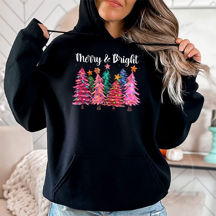 Merry-and-Bright-Pink-Christmas-Tree-Pink-Christmas-Costume-Hoodie-1 Pink Christmas Costume Hoodie