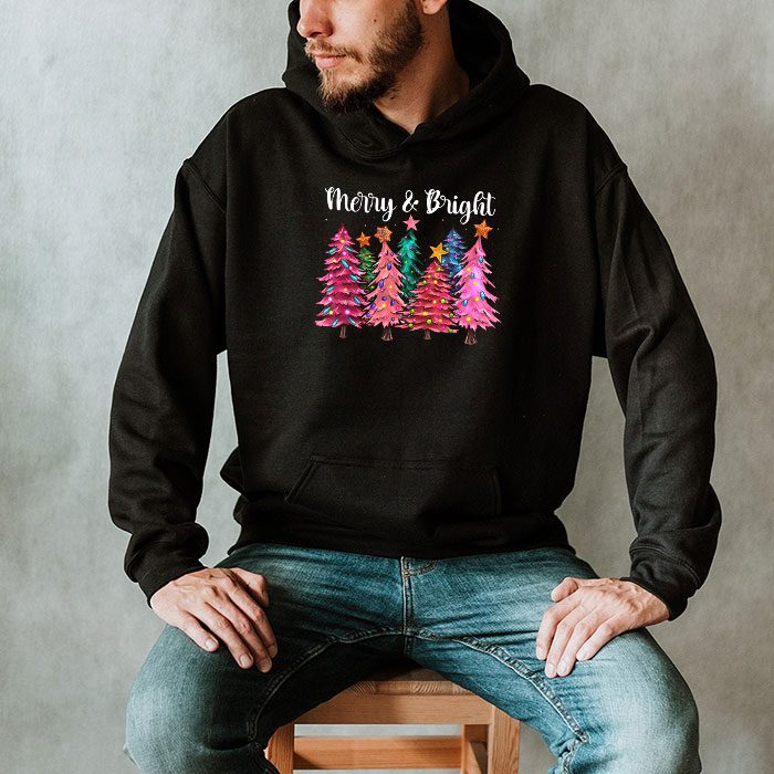 Merry-and-Bright-Pink-Christmas-Tree-Pink-Christmas-Costume-Hoodie-2 Merry and Bright Pink Christmas Tree Pink Christmas Costume Hoodie 2