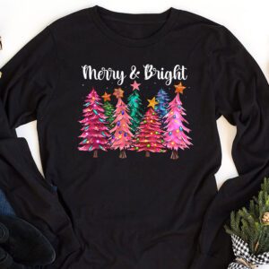Merry and Bright Pink Christmas Tree, Pink Christmas Costume Longsleeve Tee 1 Pink Christmas Costume Longsleeve Tee