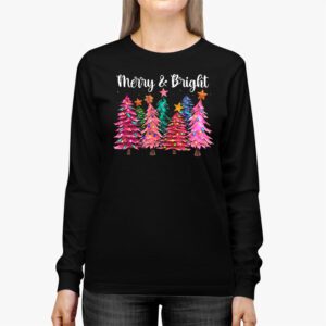 Merry and Bright Pink Christmas Tree, Pink Christmas Costume Longsleeve Tee 2 Merry and Bright Pink Christmas Tree Pink Christmas Costume Longsleeve Tee 2