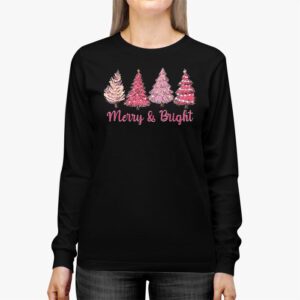 Merry and Bright Pink Christmas Tree Pink Christmas Costume Longsleeve Tee 2 4