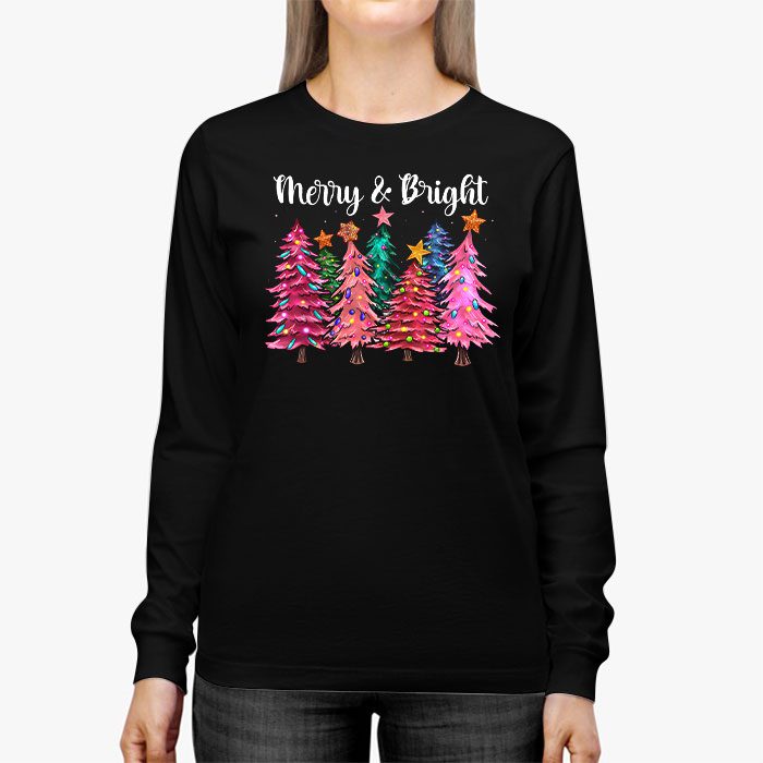 Merry-and-Bright-Pink-Christmas-Tree-Pink-Christmas-Costume-Longsleeve-Tee-2 Merry and Bright Pink Christmas Tree Pink Christmas Costume Longsleeve Tee 2