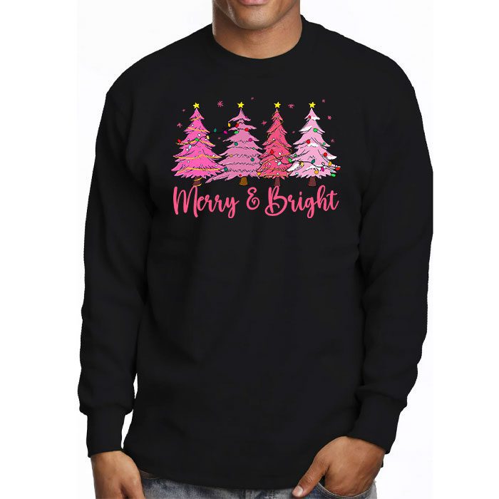 Merry-and-Bright-Pink-Christmas-Tree-Pink-Christmas-Costume-Longsleeve-Tee-3 Merry and Bright Pink Christmas Tree Pink Christmas Costume Longsleeve Tee 3 3