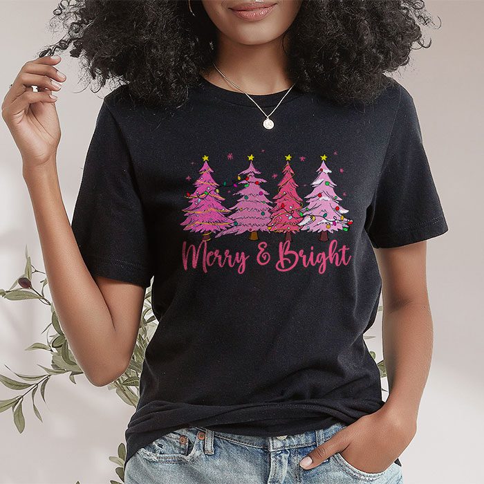 Merry-and-Bright-Pink-Christmas-Tree-Pink-Christmas-Costume-T-Shirt-1 Pink Christmas Costume T-Shirt