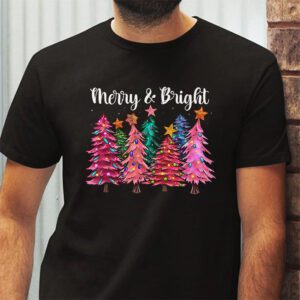 Merry and Bright Pink Christmas Tree Pink Christmas Costume T Shirt 2