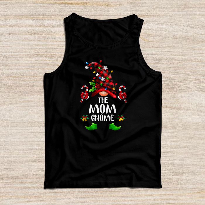 Mom Gnome Buffalo Plaid Matching Family Christmas Pajama Tank Top