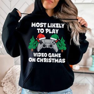 Most Likely To Play Video Games On Christmas Xmas Lights Hoodie 1 2