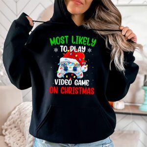 Most Likely To Play Video Games On Christmas Xmas Lights Hoodie 1