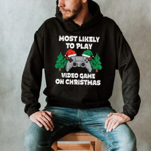 Most Likely To Play Video Games On Christmas Xmas Lights Hoodie 2 2