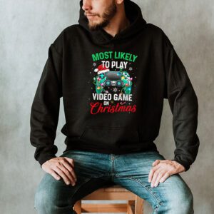 Most Likely To Play Video Games On Christmas Xmas Lights Hoodie 2 3