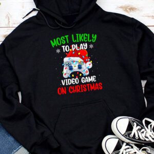 Most Likely To Play Video Games On Christmas Xmas Lights Hoodie