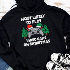 Most Likely To Play Video Games On Christmas Xmas Lights Hoodie