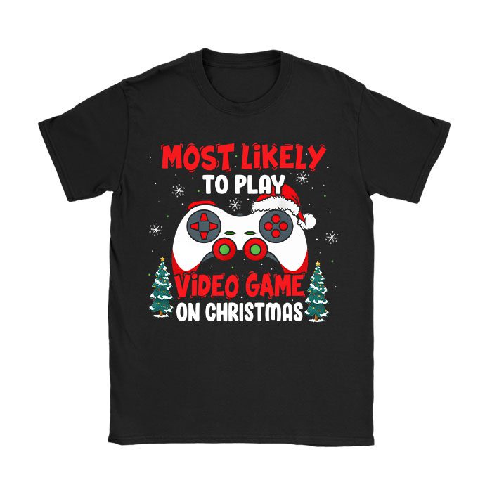 Most Likely To Play Video Games On Christmas Xmas Lights T-Shirt