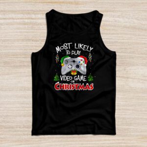 Most Likely To Play Video Games On Christmas Xmas Lights Tank Top